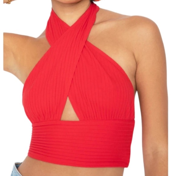 Callahan‎ x Revolve Mimi Tank Red Cropped Ribbed Top - Picture 5 of 6